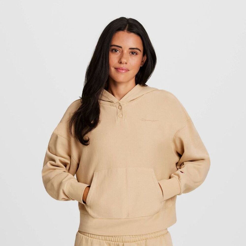 Champion Women's Vintage Wash Fleece Hooded Sweatshirt - Tan XS